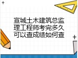 宣城土木建筑总监理工程师考完多久可以查成绩如何查