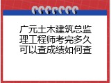 广元土木建筑总监理工程师考完多久可以查成绩如何查