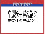 合川区二级水利水电建造工程师报考需要什么具体条件
