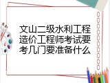 文山二级水利工程造价工程师考试要考几门要准备什么