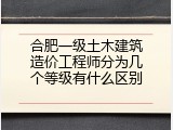 合肥一级土木建筑造价工程师分为几个等级有什么区别