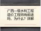广西一级水利工程造价工程师有前途吗，为什么？详解