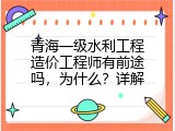 青海一级水利工程造价工程师有前途吗，为什么？详解