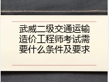 武威二级交通运输造价工程师考试需要什么条件及要求