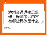 泸州交通运输总监理工程师考试内容有哪些具体是什么