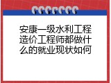 安康一级水利工程造价工程师都做什么的就业现状如何