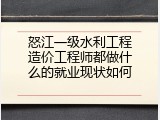 怒江一级水利工程造价工程师都做什么的就业现状如何