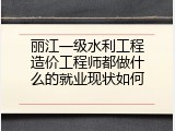 丽江一级水利工程造价工程师都做什么的就业现状如何