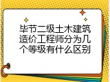 毕节二级土木建筑造价工程师分为几个等级有什么区别