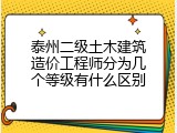 泰州二级土木建筑造价工程师分为几个等级有什么区别