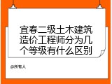 宜春二级土木建筑造价工程师分为几个等级有什么区别