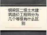 铜梁区二级土木建筑造价工程师分为几个等级有什么区别