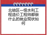 北碚区一级水利工程造价工程师都做什么的就业现状如何
