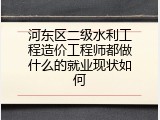 河东区二级水利工程造价工程师都做什么的就业现状如何
