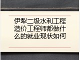 伊犁二级水利工程造价工程师都做什么的就业现状如何