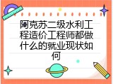 阿克苏二级水利工程造价工程师都做什么的就业现状如何