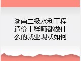 湖南二级水利工程造价工程师都做什么的就业现状如何