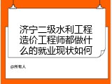 济宁二级水利工程造价工程师都做什么的就业现状如何