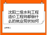 沈阳二级水利工程造价工程师都做什么的就业现状如何