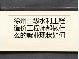 徐州二级水利工程造价工程师都做什么的就业现状如何