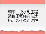 朝阳二级水利工程造价工程师有前途吗，为什么？详解