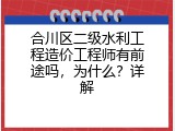 合川区二级水利工程造价工程师有前途吗，为什么？详解
