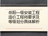 岳阳一级安装工程造价工程师要求及等级划分具体解析