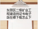 东丽区二级矿业工程建造师证书电子版在哪下载怎么下