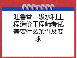 吐鲁番一级水利工程造价工程师考试需要什么条件及要求