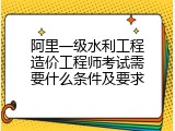 阿里一级水利工程造价工程师考试需要什么条件及要求