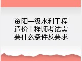 资阳一级水利工程造价工程师考试需要什么条件及要求