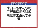株洲一级水利水电工程建造师考试成绩在哪里查询怎么查