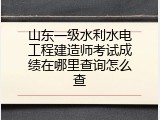 山东一级水利水电工程建造师考试成绩在哪里查询怎么查