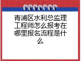 青浦区水利总监理工程师怎么报考在哪里报名流程是什么