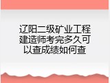 辽阳二级矿业工程建造师考完多久可以查成绩如何查