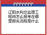 辽阳水利总监理工程师怎么报考在哪里报名流程是什么