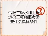 合肥二级水利工程造价工程师报考需要什么具体条件