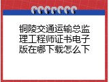 铜陵交通运输总监理工程师证书电子版在哪下载怎么下
