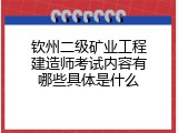 钦州二级矿业工程建造师考试内容有哪些具体是什么
