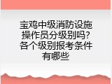 宝鸡中级消防设施操作员分级别吗？各个级别报考条件有哪些