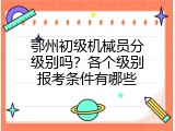 鄂州初级机械员分级别吗？各个级别报考条件有哪些
