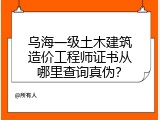 乌海一级土木建筑造价工程师证书从哪里查询真伪？