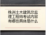 株洲土木建筑总监理工程师考试内容有哪些具体是什么
