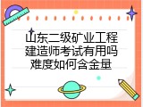 山东二级矿业工程建造师考试有用吗难度如何含金量