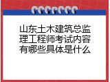 山东土木建筑总监理工程师考试内容有哪些具体是什么
