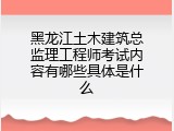 黑龙江土木建筑总监理工程师考试内容有哪些具体是什么