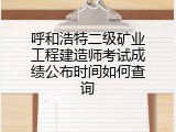 呼和浩特二级矿业工程建造师考试成绩公布时间如何查询
