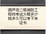 葫芦岛二级消防工程师考试大概多少钱多久可以考下来证书
