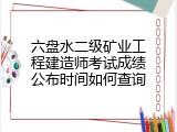 六盘水二级矿业工程建造师考试成绩公布时间如何查询