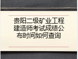 贵阳二级矿业工程建造师考试成绩公布时间如何查询